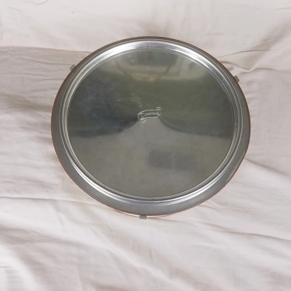 Decorware Metal Cake Carrier Vintage Round Orange Cream Tin Retro Kitchen Good